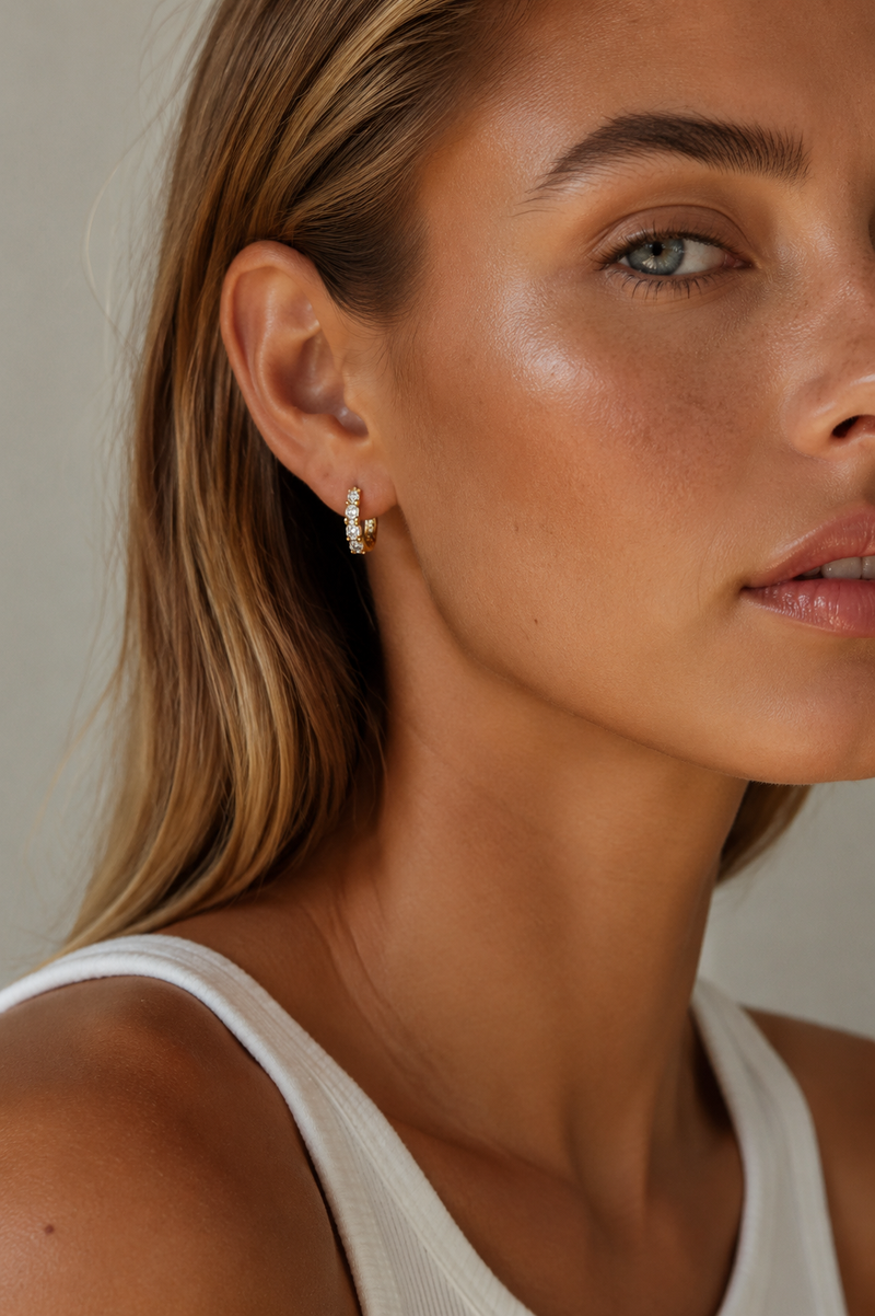 עגילי חישוק זרקון מדורג